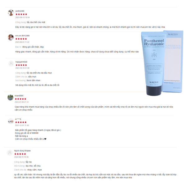 TẨY DA CHẾT B5 NAEXY PANTHENOL HYALURONIC RECOVERY PEELING GEL 150ML 3