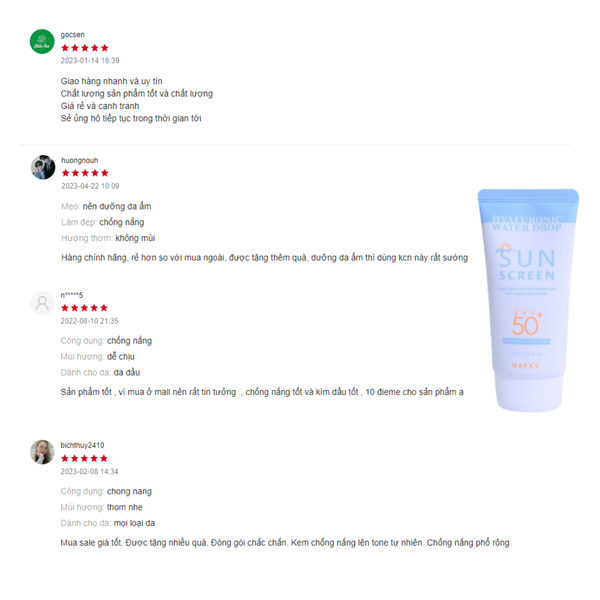 KEM CHỐNG NẮNG DƯỠNG ẨM NAEXY HYALURONIC WATER DROP SUNSCREEN 70ML 3