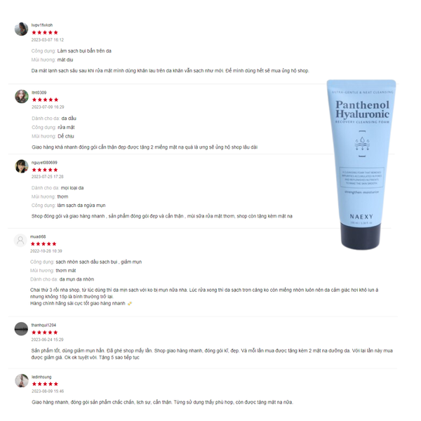 SỮA RỬA MẶT B5 NAEXY PANTHENOL HYALURONIC RECOVERY CLEANSING FOAM 3