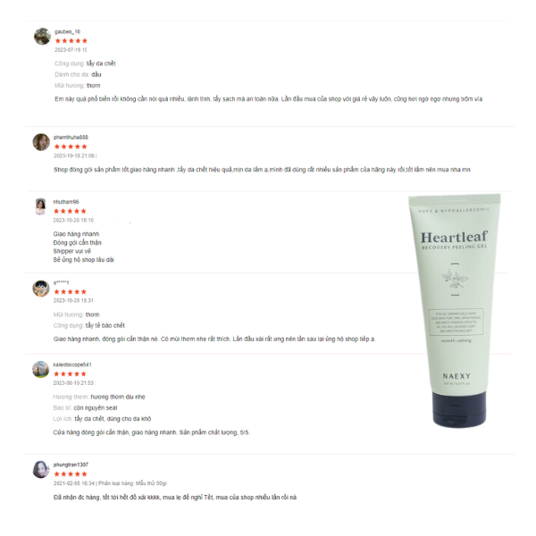 TẨY DA CHẾT DIẾP CÁ NAEXY HEARTLEAF RECOVERY PEELING GEL 150ML 11