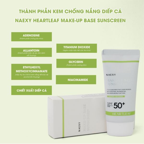 kem chống nắng diếp cá naexy hearleaf make-up