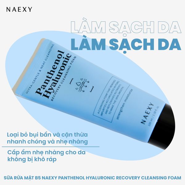 Sữa rửa mặt B5 Naexy Panthenol Hyaluronic Recovery Cleansing Foam 100ml