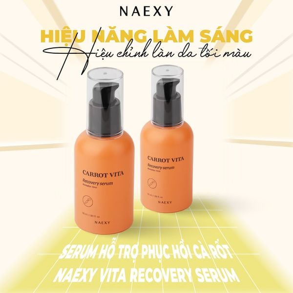 Hiệu chỉnh làn da tối màu: Serum hỗ trợ phục hồi cà rốt Naexy Vita Recovery Serum
