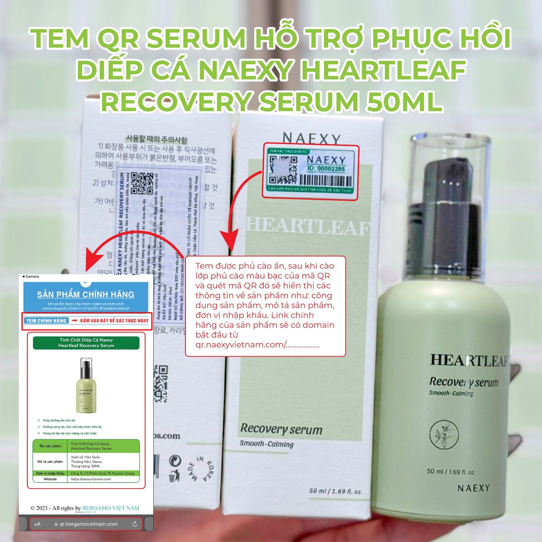 CÁCH PHÂN BIỆT SERUM PHỤC HỒI DIẾP CÁ NAEXY HEARTLEAF RECOVERY SERUM 50ML CHÍNH HÃNG