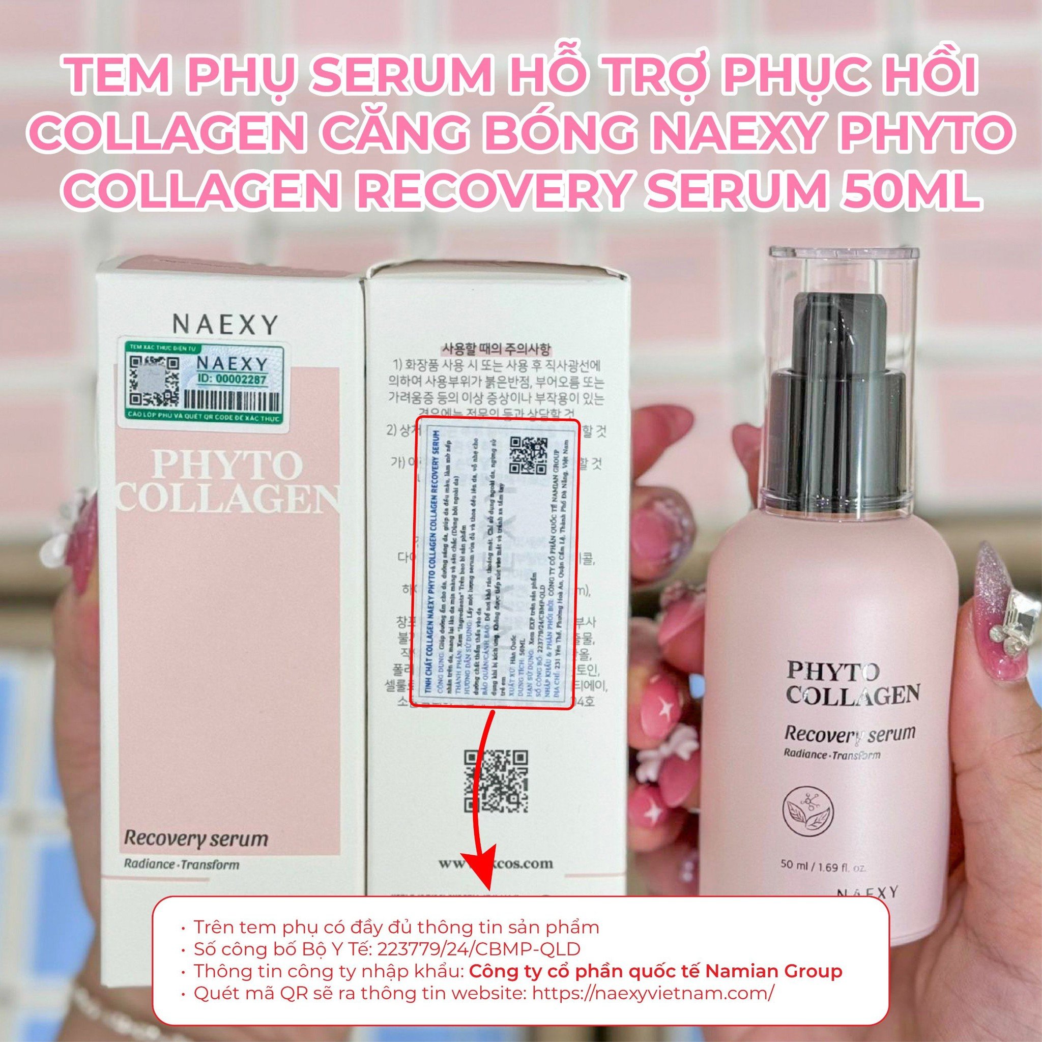 CÁCH PHÂN BIỆT SERUM PHỤC HỒI COLLAGEN CĂNG BÓNG NAEXY PHYTO COLLAGEN RECOVERY SERUM 50ML CHÍNH HÃNG 1