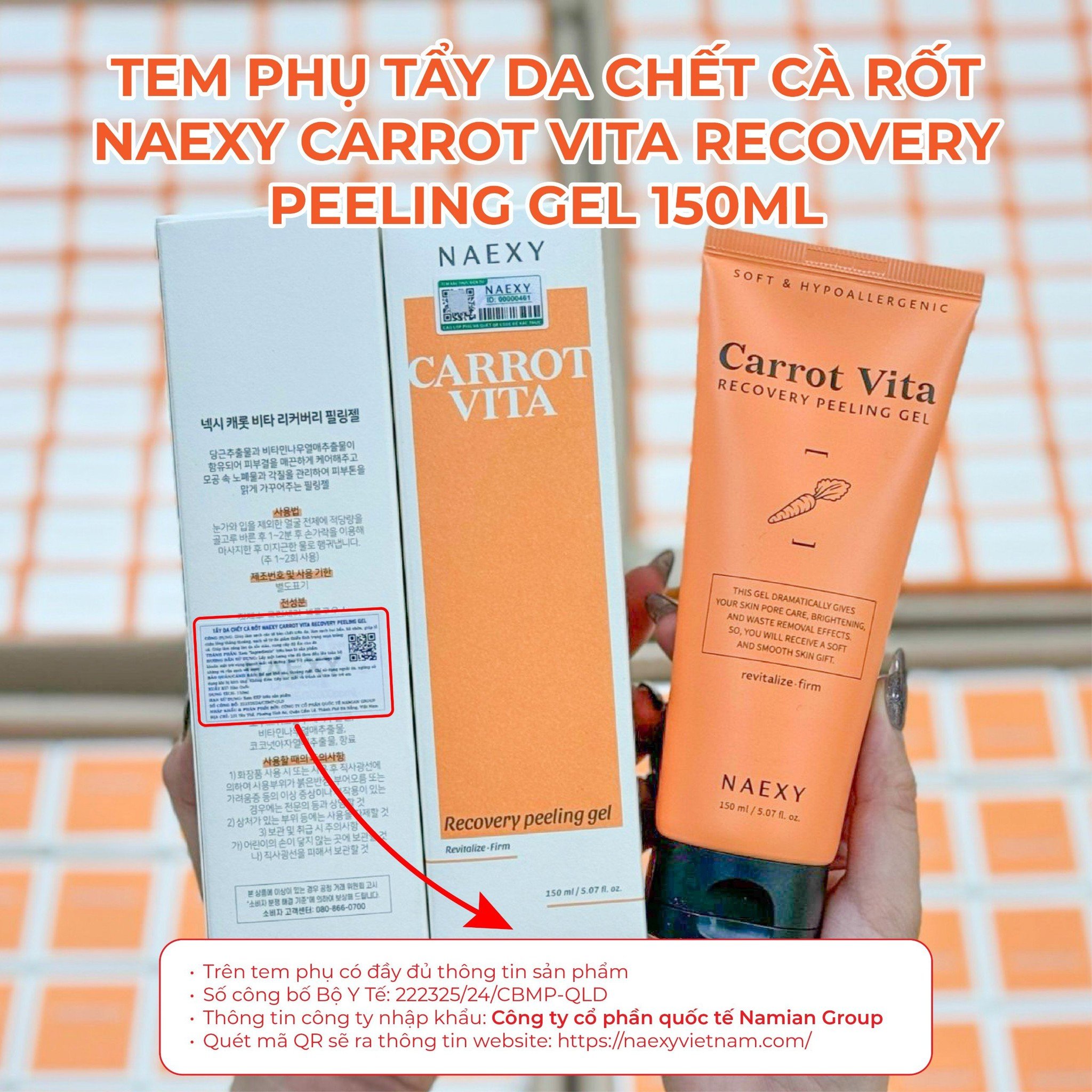 CÁCH PHÂN BIỆT TẨY DA CHẾT CÀ RỐT NAEXY CARROT VITA RECOVERY PEELING GEL 150ML CHÍNH HÃNG 1