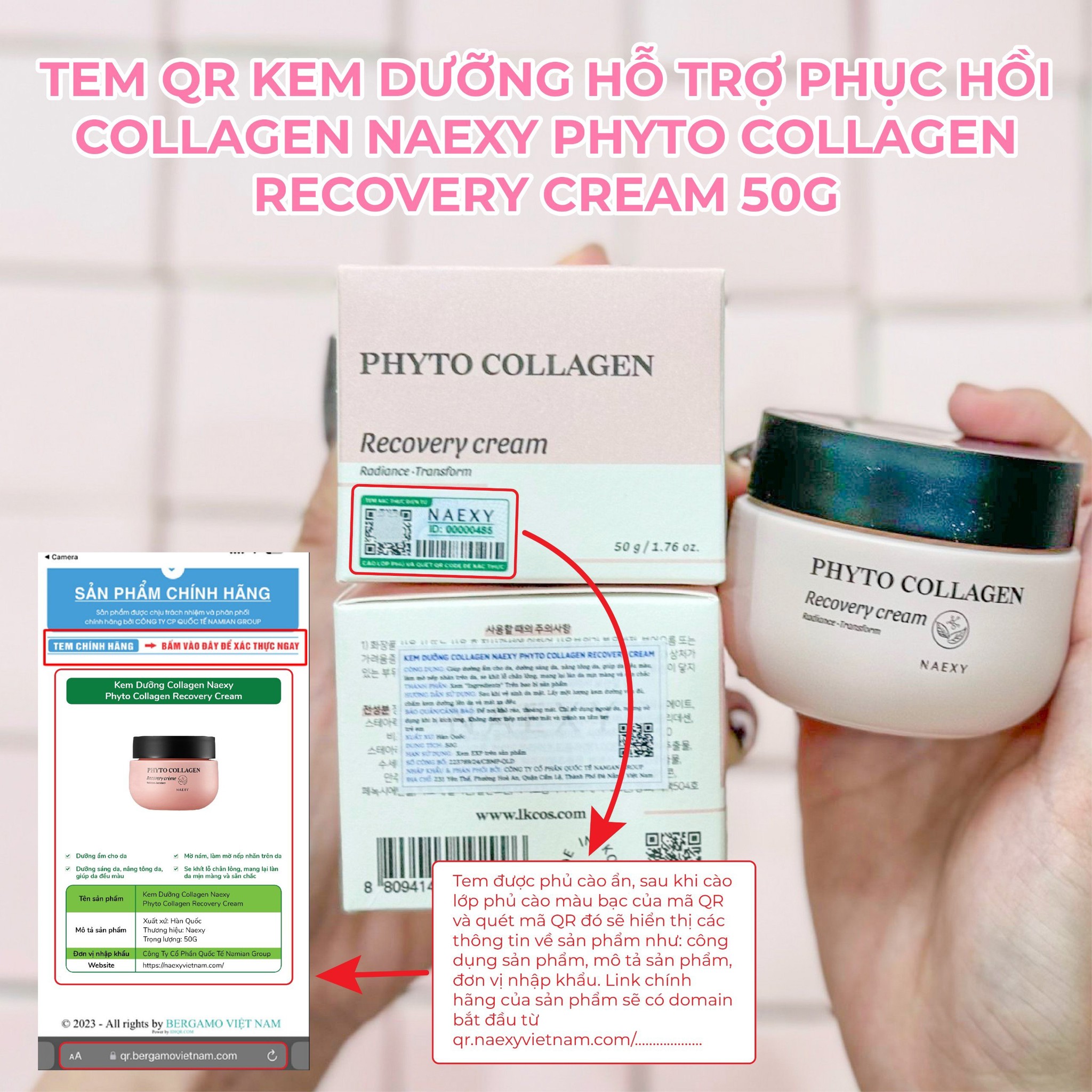 CÁCH PHÂN BIỆT  KEM DƯỠNG HỖ TRỢ PHỤC HỒI COLLAGEN NAEXY PHYTO COLLAGEN RECOVERY CREAM 50G CHÍNH HÃNG