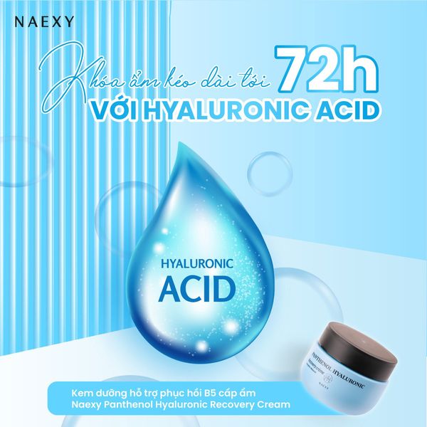 Khóa ẩm kéo dài tới 72 giờ với Hyaluronic Acid