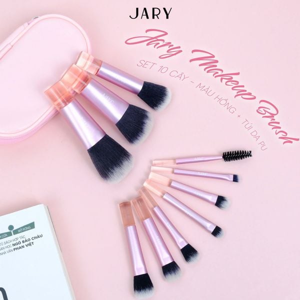 BỘ CỌ TRANG ĐIỂM JARY MAKEUP BRUSH 10 CÂY MÀU HỒNG 3