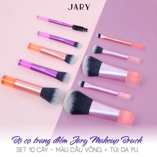 BỘ CỌ TRANG ĐIỂM JARY MAKEUP BRUSH 10 CÂY MÀU CẦU VỒNG 3