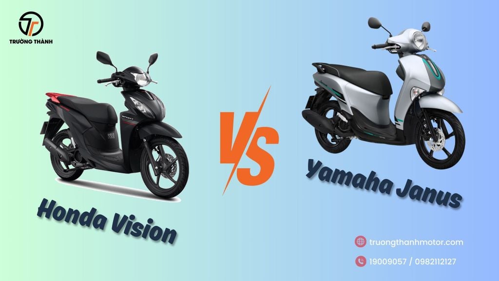 Nên mua xe Janus hay Honda Vision? So sánh chi tiết 2 dòng xe tay ga đình đám.