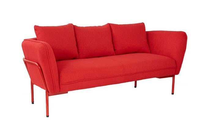 Ghế sofa nỉ thẳng với sắc đỏ nổi bật