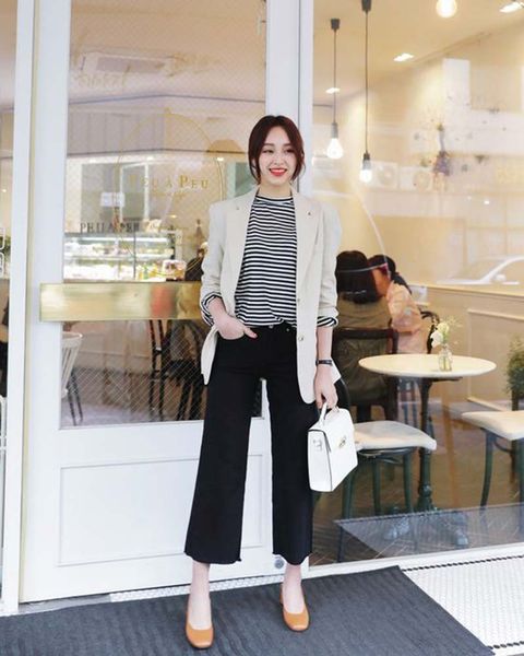 Mix áo blazer với quần culottes