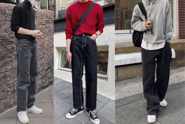Mix áo phông với jean đen phổ biến