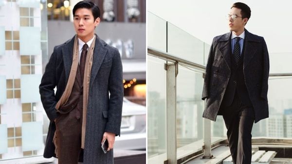 Phối áo khoác dáng dài với bộ suit lịch lãm