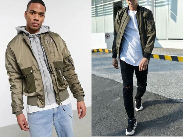 Áo khoác bomber phối với quần jeans