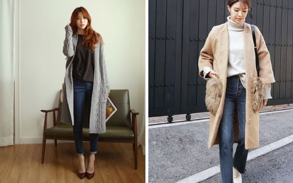 Kết hợp áo khoác dáng dài với áo len dài