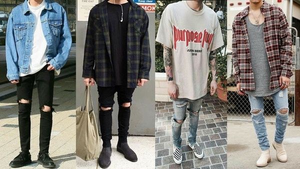Quần bò nam rách hiện đại