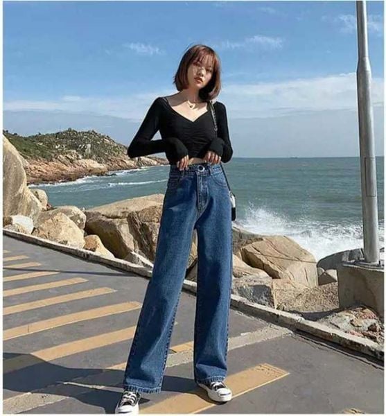 Quần ống rộng mix áo croptop