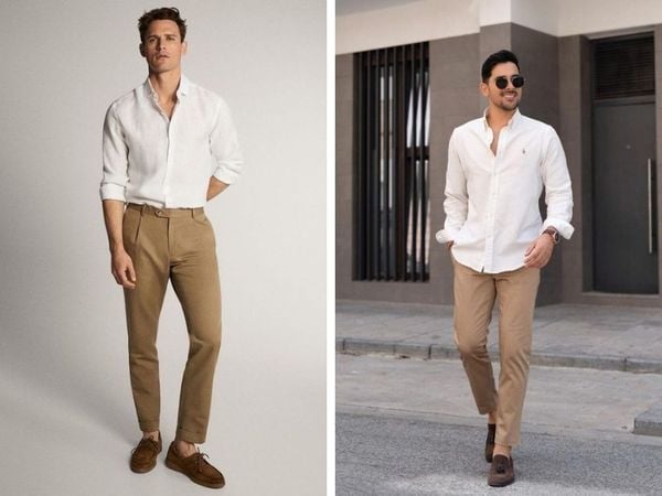 Sơ mi trắng + quần tây/quần kaki