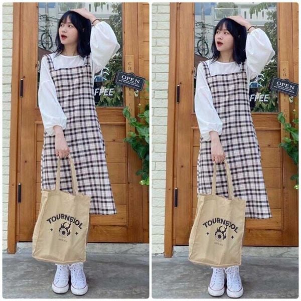 Váy yếm caro