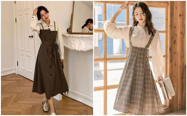 Váy yếm phong cách Hàn Quốc