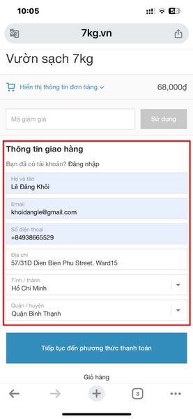 Nhập thông tin giao hàng