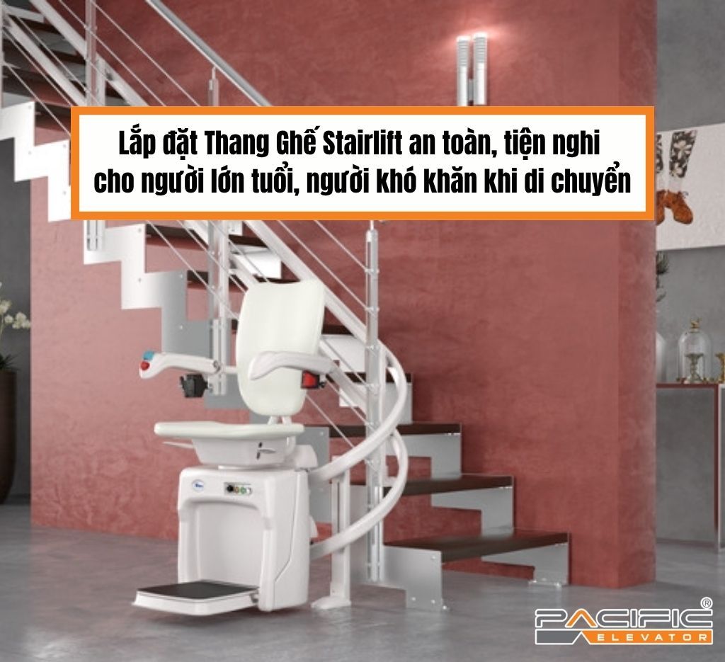 Lắp đặt thang ghế stairlift an toàn, tiện nghi cho người lớn tuổi, người khó khăn khi di chuyển