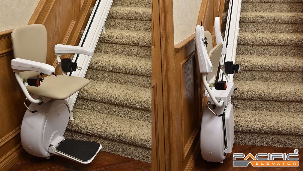 thang ghế stairlift gấp gọn khi không sử dụng