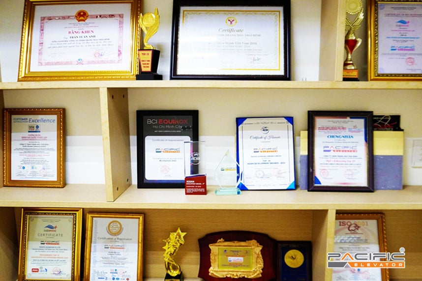 Hình ảnh một số giải thưởng mà Thang Máy Pacific đã đạt được