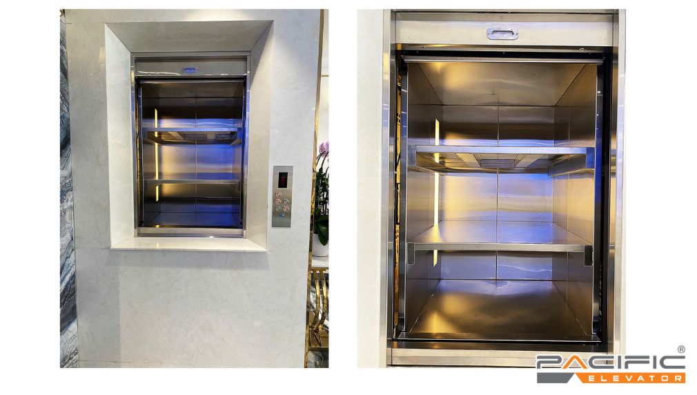 Hình ảnh thực tế thang máy tải thực phẩm do Thang Máy Pacific lắp đặt