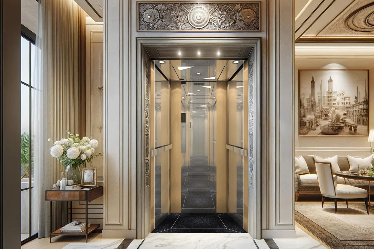 Hình ảnh cabin cao cấp OTP 02 thang máy Pacific sang trọng