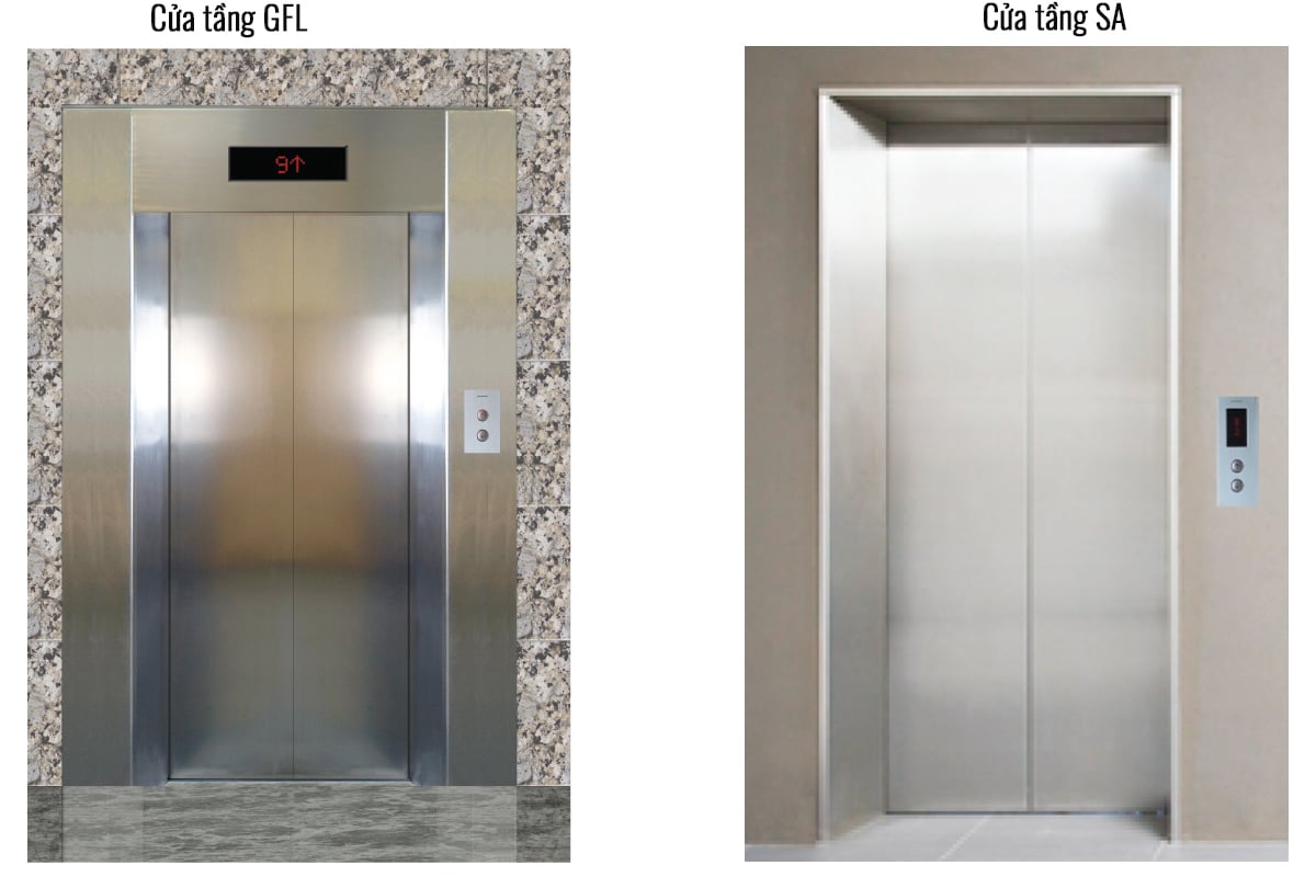 Thang máy Pacific Thương hiệu Tecno mô hình cửa tầng GFL và SA