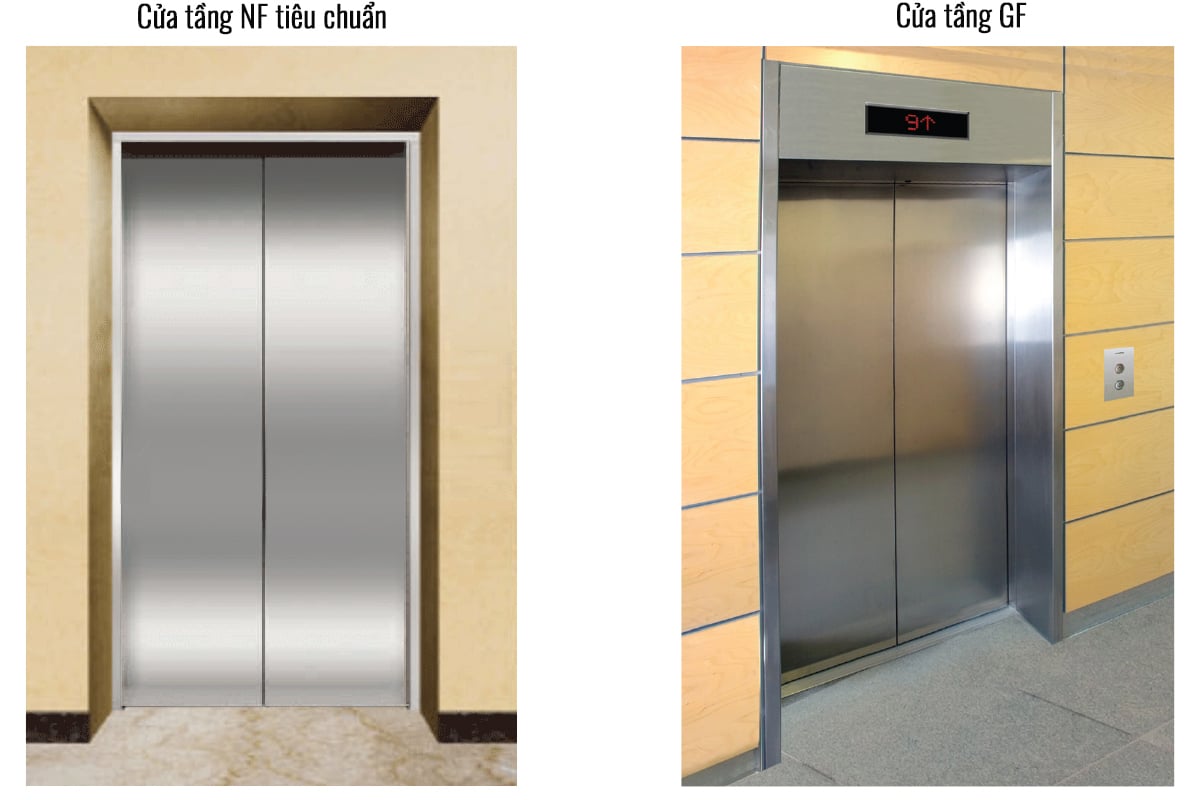 Thang máy Pacific Thương mại Tecno mô hình cửa tầng NF và GF