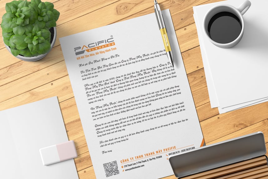 Thư thông báo Thang Máy Thái Bình đổi tên thành Thang Máy Pacific