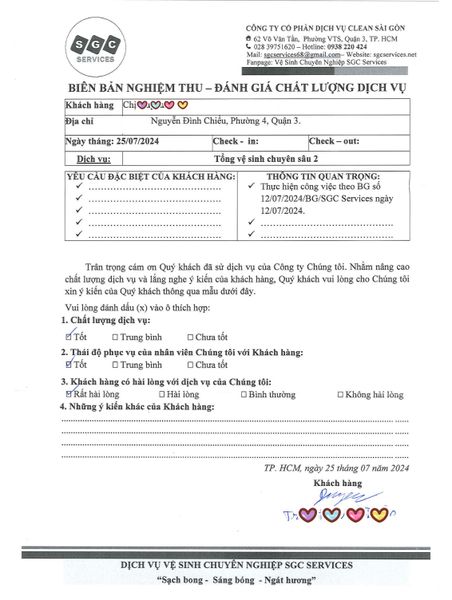 Feedback của Quý Khách hàng