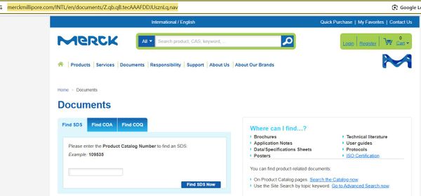 Danh mục hóa chất Merck cơ bản - Cách tải COA, MSDS