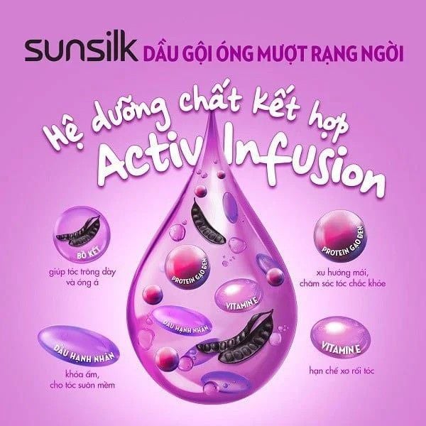 SUNSILK dầu xả đen óng mượt rạng ngời 6gx10