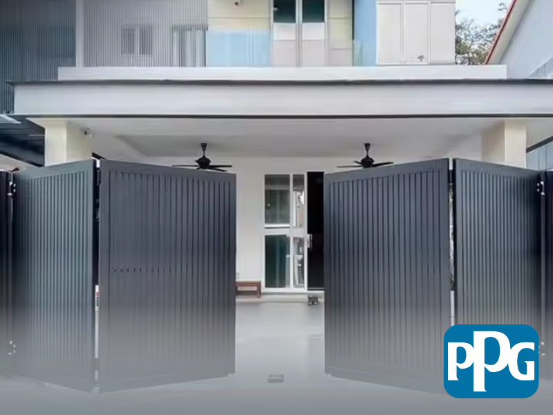 Mẫu 39: Cửa sắt 4 cánh sơn tĩnh điện màu đen đơn giản hiện đại