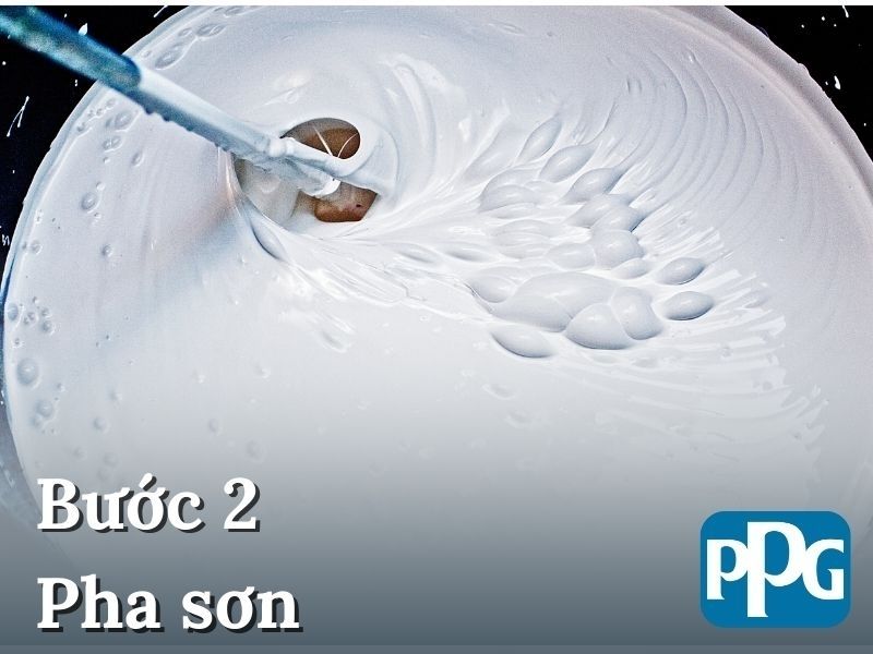 Bước 2: Tiến hành pha sơn theo đúng tỉ lệ 10:1, tức là 10 phần Base với 1 phần chất đóng rắn (Hardener)