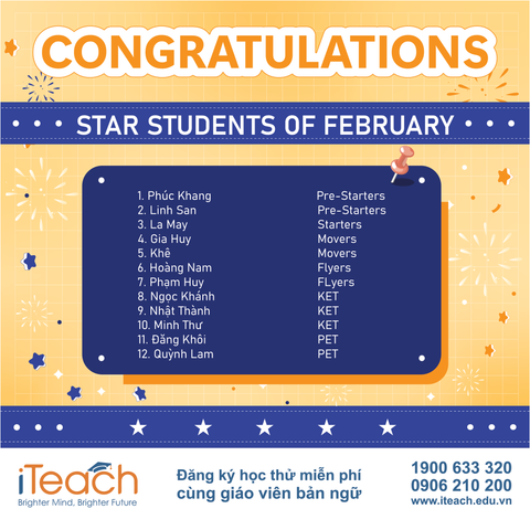 Star Students Tháng 02/2025 – Vinh danh học viên xuất sắc tại iTeach