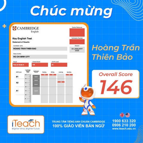 Học viên iTeach đạt trình độ B1 châu Âu khi mới 11 tuổi