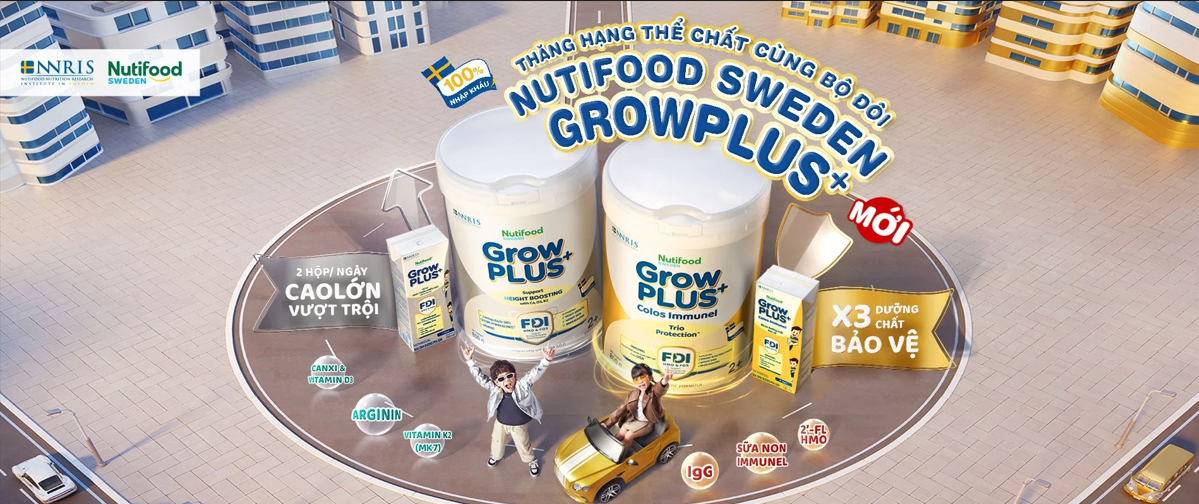 Sữa Bột Nutifood GrowPLUS+ Cao Lớn Vượt Trội