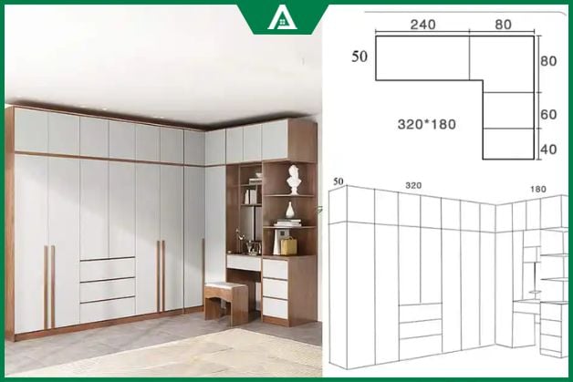 Tổng hợp mẫu tủ quần áo chữ L đẹp, đón đầu xu thế