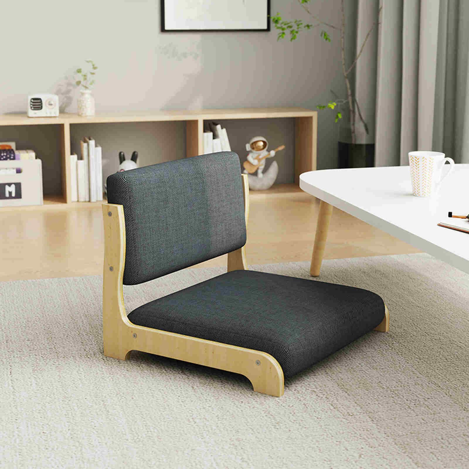 Ghế bệt lưng tựa gỗ vải cao cấp