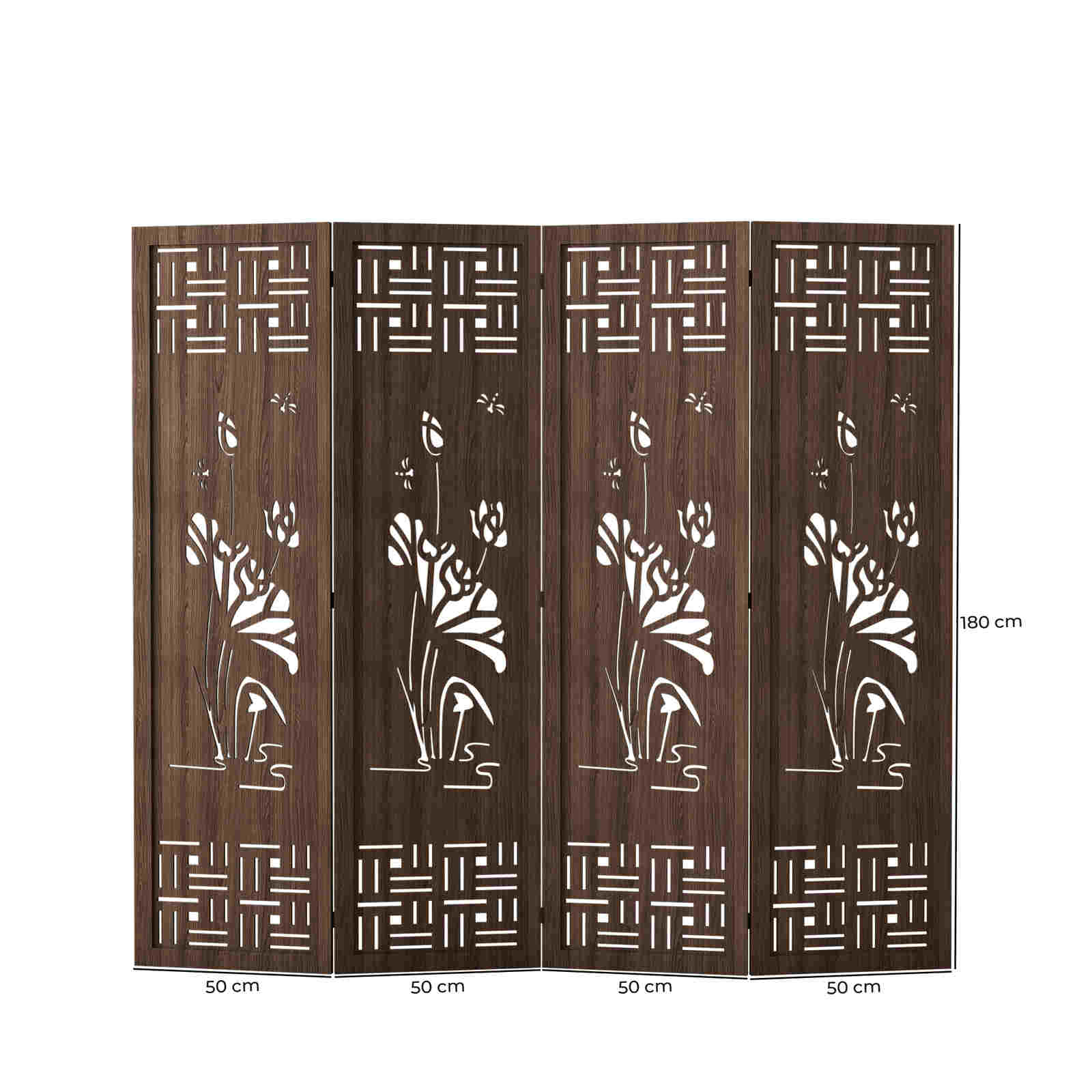 Bình phong gỗ họa tiết hoa sen