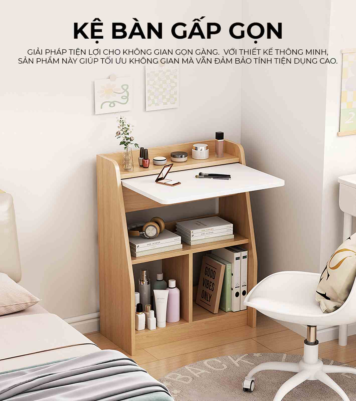 Bàn trang điểm gấp gọn thông minh