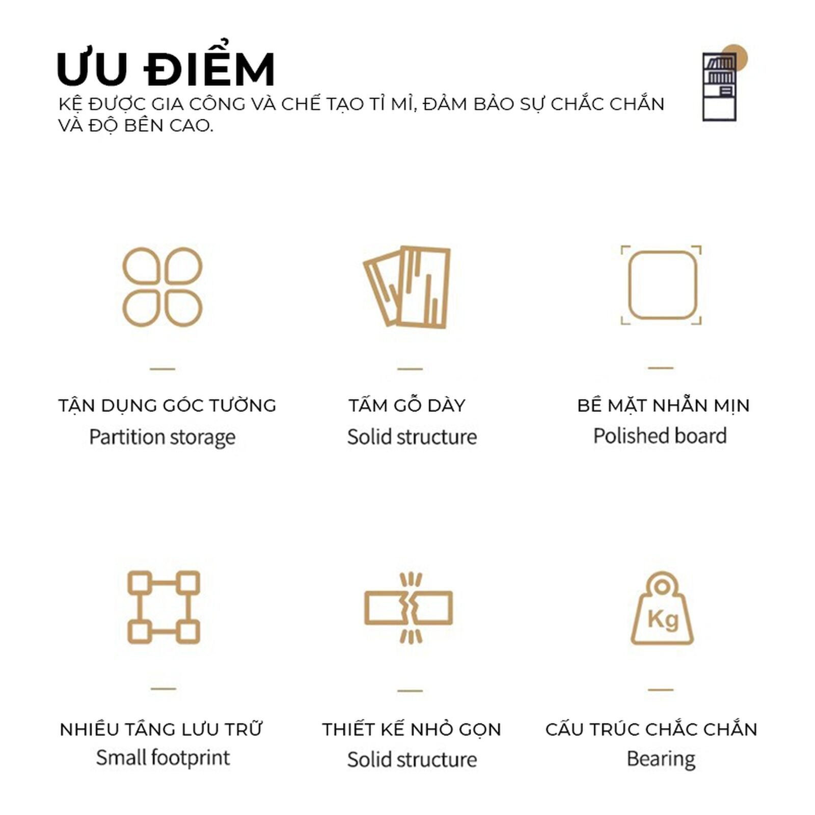 Kệ góc vân gỗ trắng tối giản