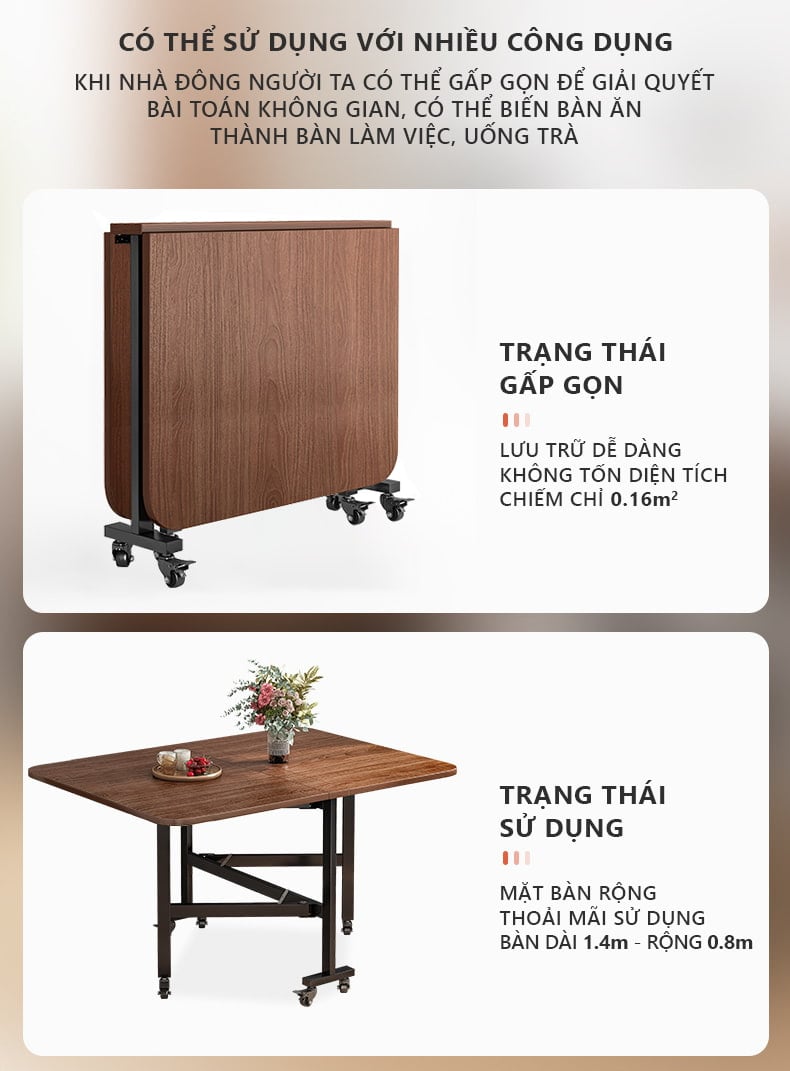 bàn ăn gấp gọn gm107