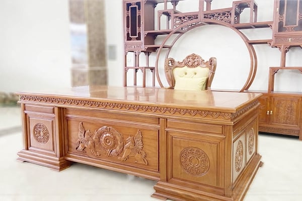 Bộ bàn ghế làm việc văn phòng bằng gỗ tự nhiên sang trọng